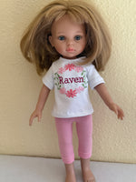 Embroidered personalized shirt & capris for 12.5" Paola Reina Las Amigas doll