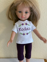 Embroidered personalized shirt & capris for 12.5" Paola Reina Las Amigas doll