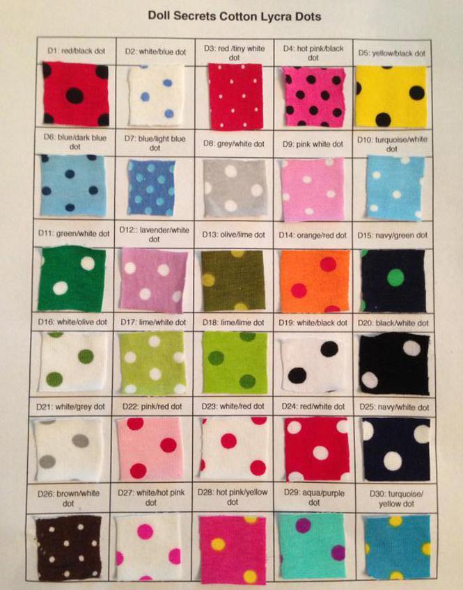 Cotton Lycra Dots Fabric Chart