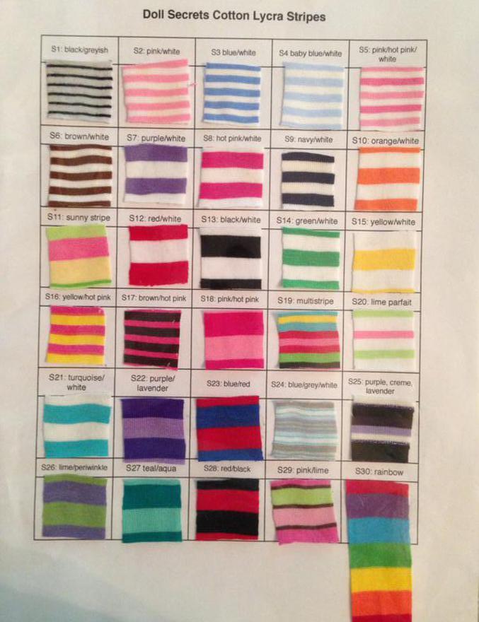 Cotton Lycra Striped Fabric Chart