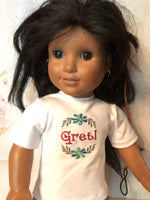Customized Embroidered T-shirt for 18" American Girl doll