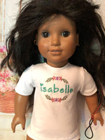 Customized Embroidered T-shirt for 18" American Girl doll