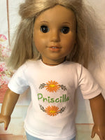 Customized Embroidered T-shirt for 18" American Girl doll