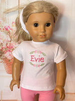 Customized Embroidered T-shirt for 18" American Girl doll