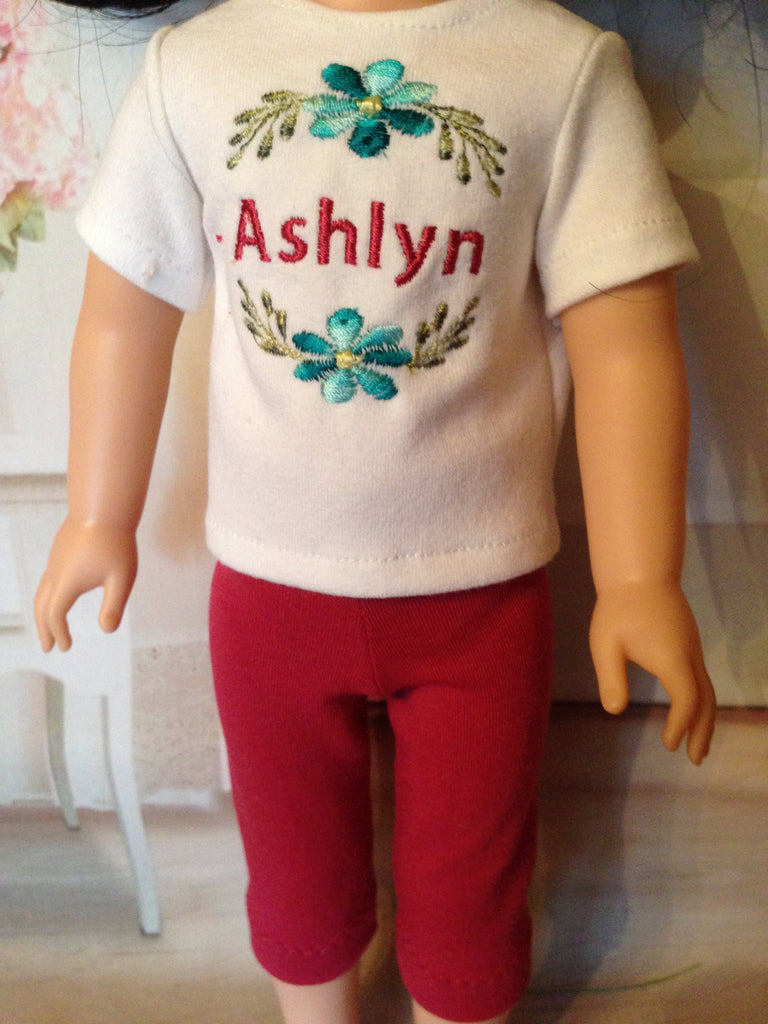 Embroidered shirt and Capri Set for 14" Wellie Wishers