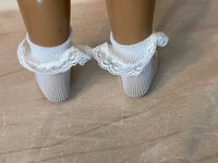 Lace trimmed white ankle socks for 16" Sasha doll
