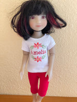 Embroidered shirt and Capri Set for 12" Ruby Red Galleria Siblies dolls