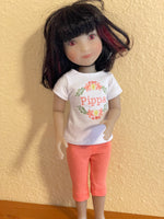 Embroidered shirt and Capri Set for 14 1/2" Ruby Red Galleria Fashion Friends dolls