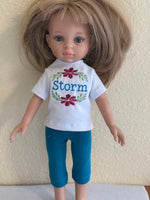 Embroidered personalized shirt & capris for 12.5" Paola Reina Las Amigas doll