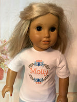 Customized Embroidered T-shirt for 18" American Girl doll