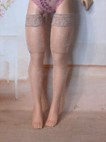 21"  Cissy Thigh High Hose with Stretch Lace Trim