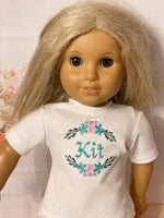 Customized Embroidered T-shirt for 18" American Girl doll