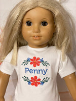 Customized Embroidered T-shirt for 18" American Girl doll