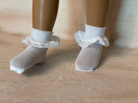 Lace trimmed white ankle socks for 16" Sasha doll